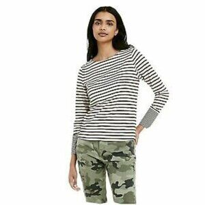 Nili Lotan x Target Stripped Long Sleeve T Shirt Tee Black White